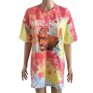 Poetic Justice Tupac Tshirt Mens 1X Pink Yellow Tiedye a street romance